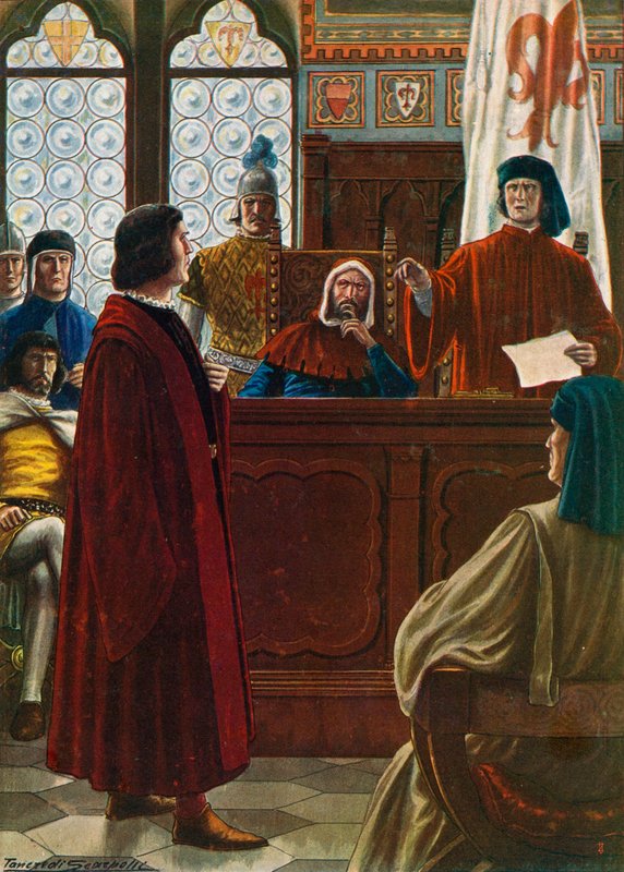 Cosimo dei Medici在1433年被召唤出现在Signoria之前，以保护自己免受敌人的攻击 作者 坦克雷迪·斯卡佩利