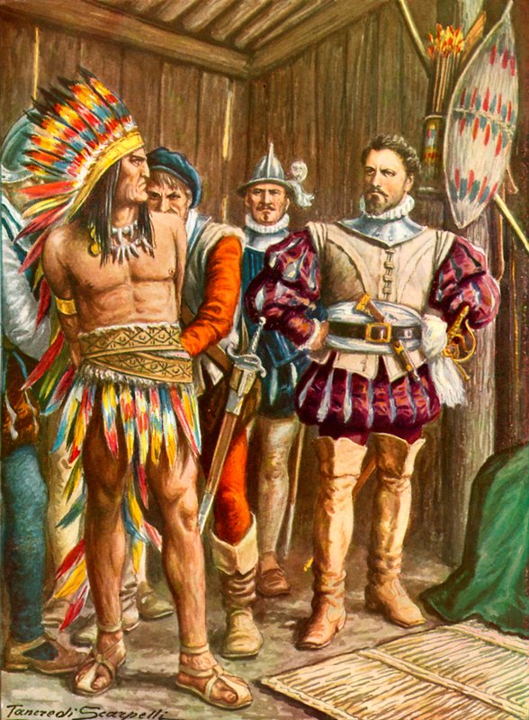 Ferdinando Cortes监禁Montezuma 作者 坦克雷迪·斯卡佩利