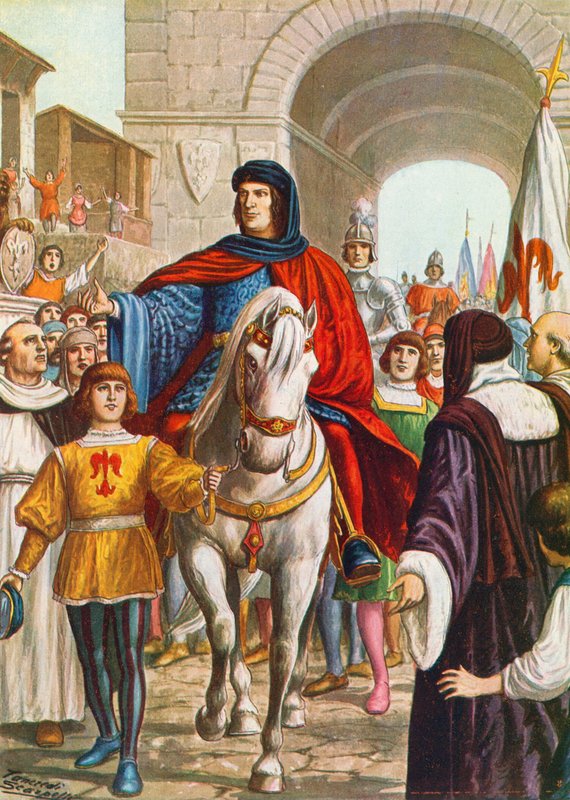 Lorenzo de&39;Medici与那不勒斯国王和平相处，于1480年在佛罗伦萨被接收 作者 坦克雷迪·斯卡佩利