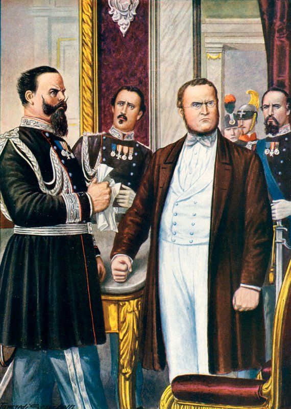 Victor Emanuel和Cavour在1859年7月12日了解了Villafranca停战协议 作者 坦克雷迪·斯卡佩利