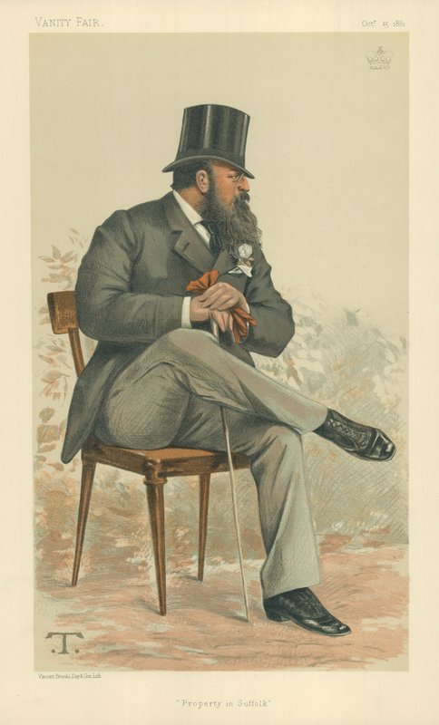Lord Rendlesham，1881年10月15日在萨福克郡的房产，名利场漫画 作者 塞巴德·查特兰