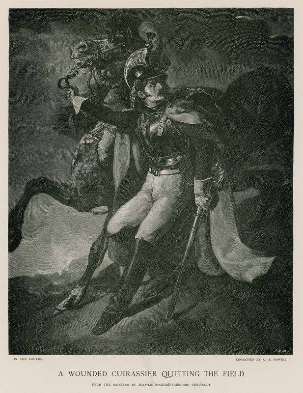 一名受伤的胸甲骑兵离开了战场 作者 西奥多·杰里科（Theodore Gericault）