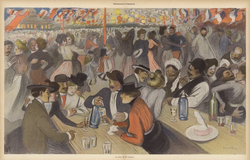 Bastille Day celebrations (colour litho) 作者 Theophile Alexandre（之后）Steinlen