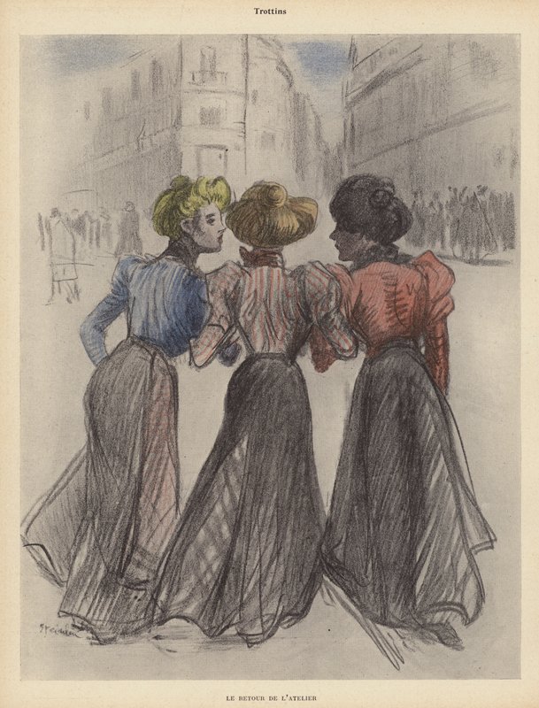 走在街上的三个女人（彩色石版画） 作者 Theophile Alexandre（之后）Steinlen