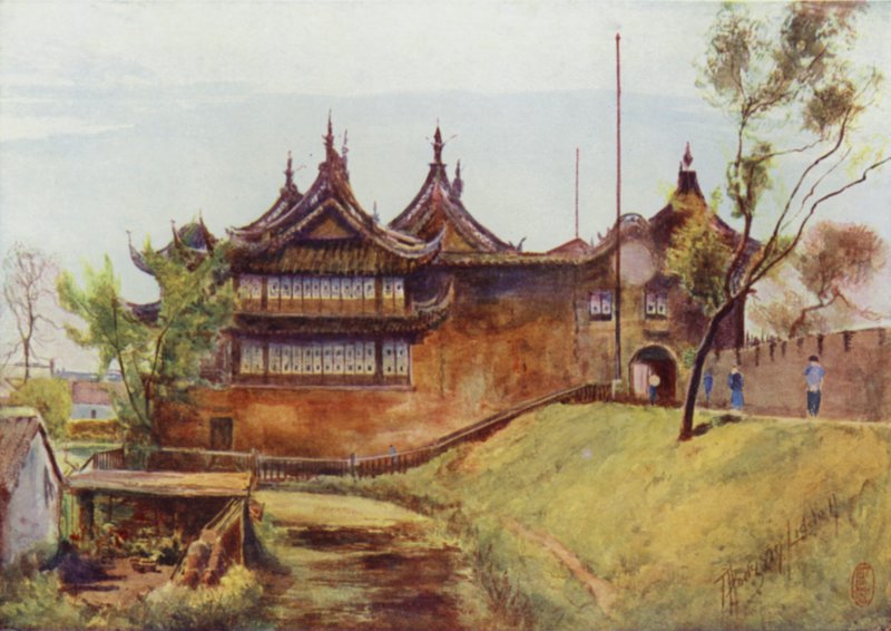 上海，片商品寺，城墙 作者 托马斯·霍奇森·利德尔