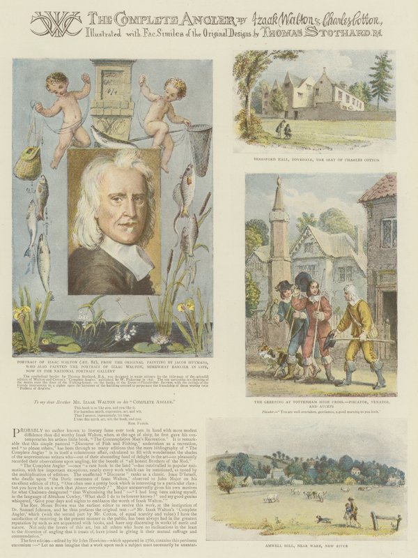完全钓鱼者，Izaak Walton和Charles Cotton（chromolitho） 作者 托马斯·斯托达德