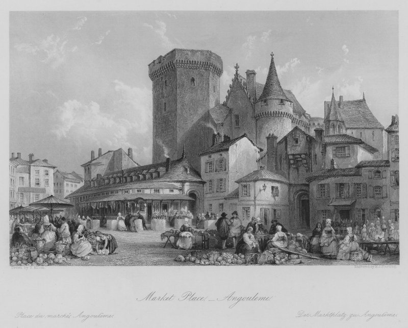Market Place, Angouleme (engraving) 作者 托马斯（后）Allom