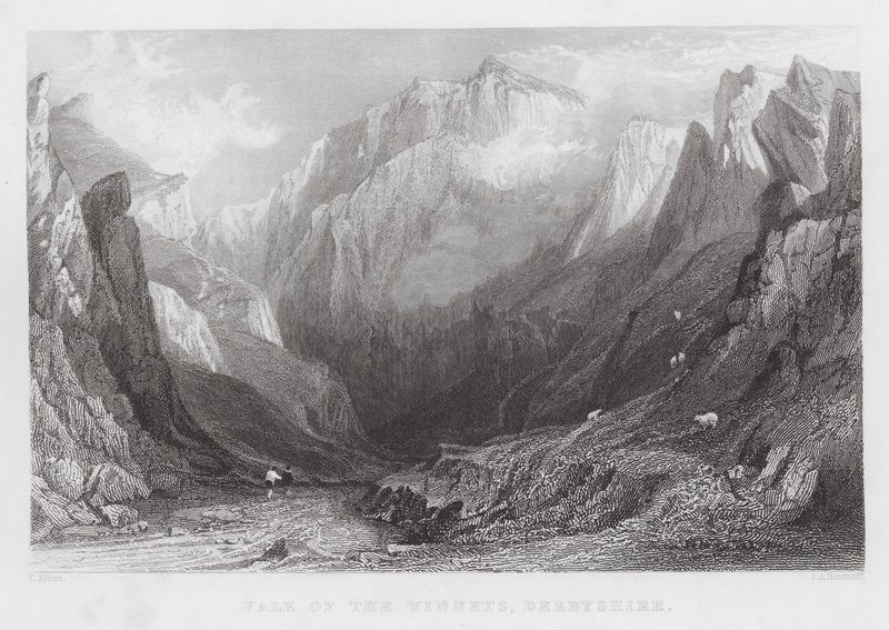 德比郡温尼茨山谷（雕刻）（Vale of the Winnets, Derbyshire）。 作者 托马斯（后）Allom