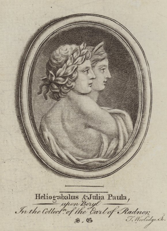 Heliogabalus、罗马皇帝和皇后 Julia Paula（雕刻） 作者 托马斯（后）沃里奇