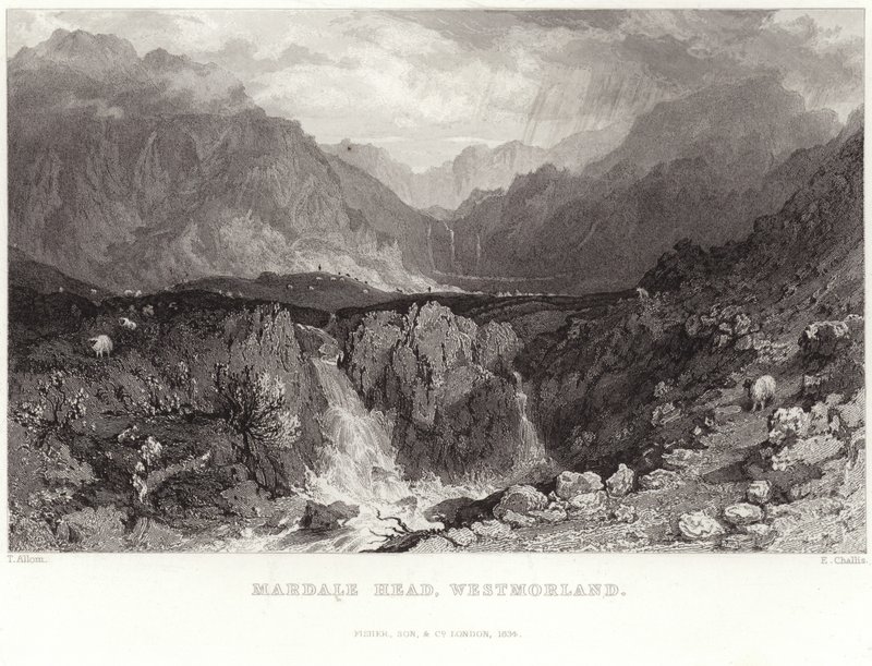 Mardale Head在Westmorland 作者 托马斯·阿隆