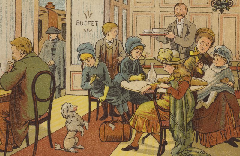 Boulogne: the buffet (colour litho) 作者 托马斯·克莱恩（Thomas Crane）