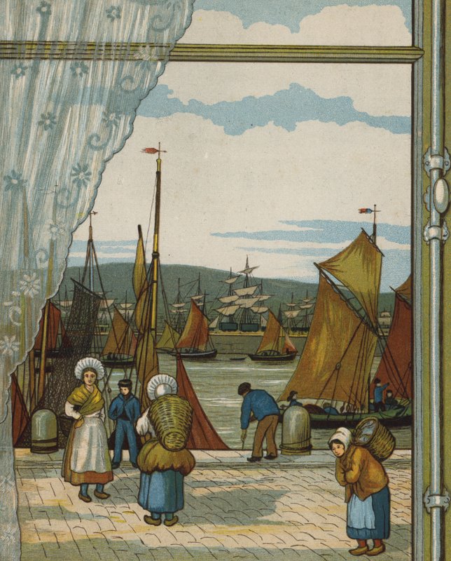 Boulogne: the harbour (colour litho) 作者 托马斯·克莱恩（Thomas Crane）