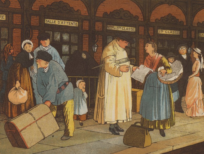 En route from Caen to Paris: a railway station (colour litho) 作者 托马斯·克莱恩（Thomas Crane）