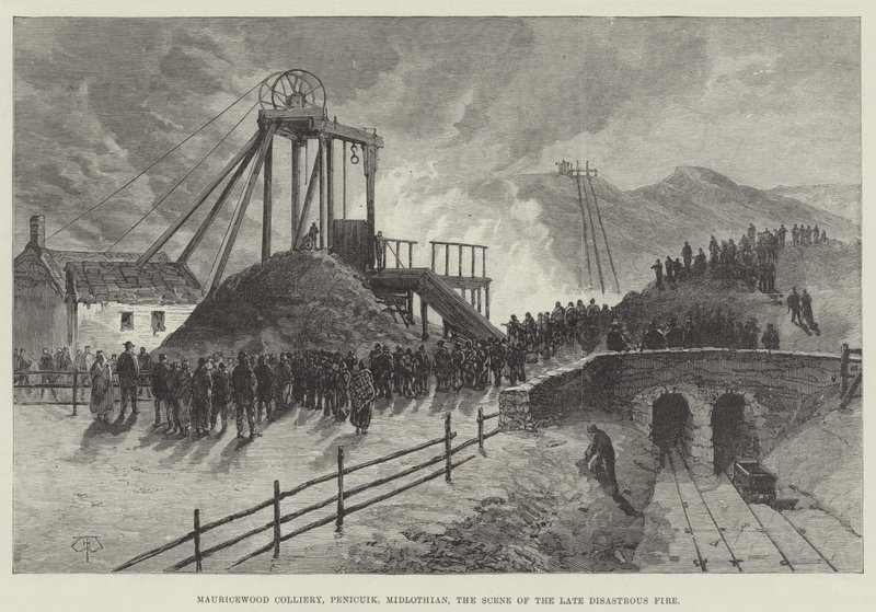 Mauricewood煤矿，Penicuik，Midlothian，灾难性火灾的场景 作者 托马斯·哈灵顿·威尔逊
