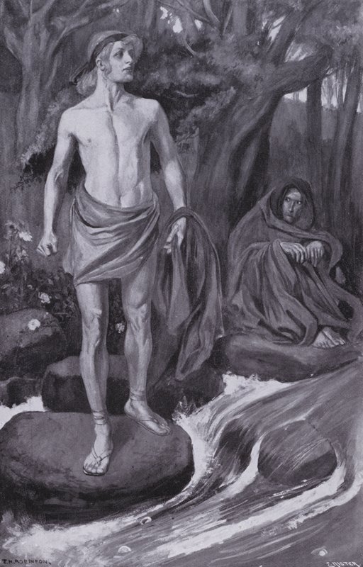 阿瑙罗斯河畔坐着一个女人（石版画） 作者 汤玛斯·希思·罗宾逊