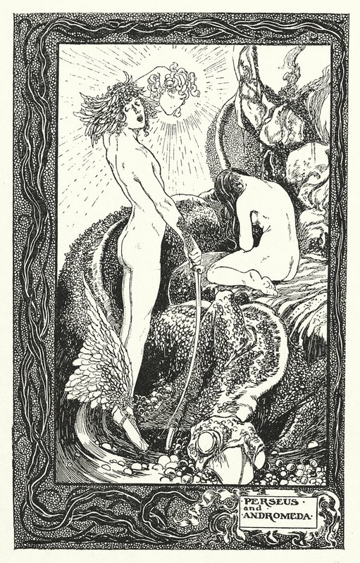 珀尔修斯与仙女座（石版画） 作者 汤玛斯·希思·罗宾逊