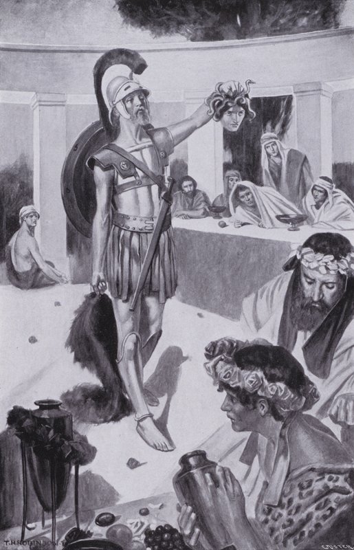 然后珀尔修斯......高举高竿的头颅（石版画） 作者 汤玛斯·希思·罗宾逊