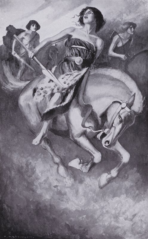 特修斯赶走了著名的亚马逊人（石版画） 作者 汤玛斯·希思·罗宾逊