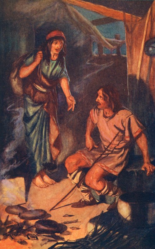 "当女人回来时，她发现自己的蛋糕烧焦了"（彩色石版画） 作者 汤玛斯·希思·罗宾逊