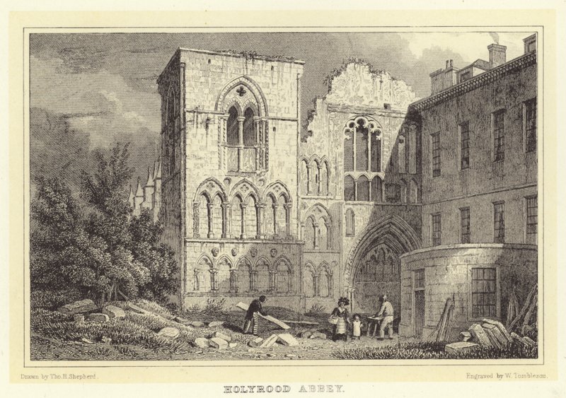 荷里路德修道院（雕刻）（Holyrood Abbey）。 作者 托马斯·霍斯默（后）牧羊人