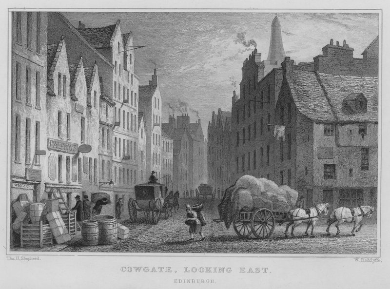 Cowgate，向东看，爱丁堡（雕刻） 作者 托马斯·霍斯默牧羊人