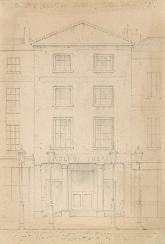 伦敦Adelphi剧院的原始铅笔素描，Thomas H Shepherd 作者 托马斯·霍斯默牧羊人