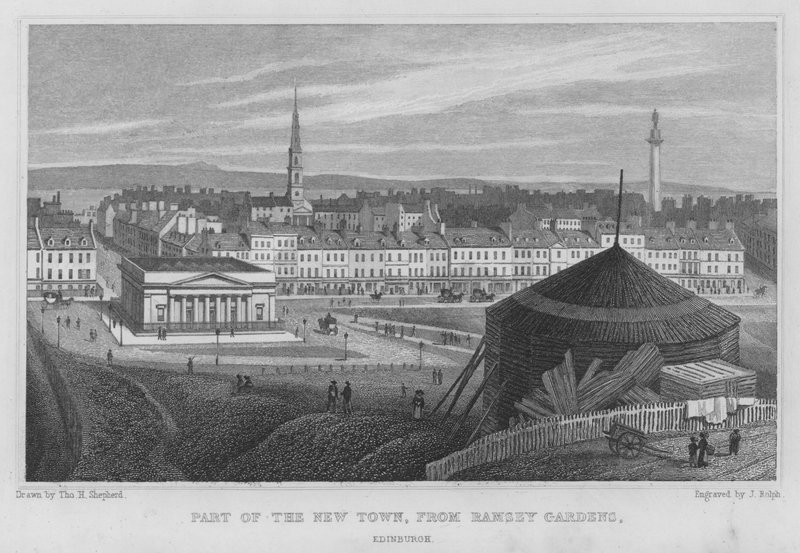 Part of the New Town, from Ramsey Gardens, Edinburgh (engraving) 作者 托马斯·霍斯默牧羊人