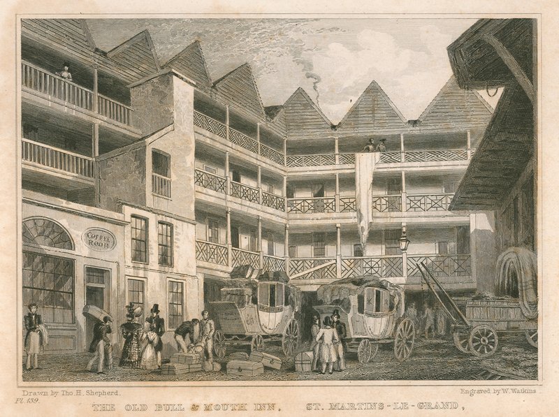 The Old Bull and Mouth Inn，St Martin&39;s-le-Grand，伦敦 作者 托马斯·霍斯默牧羊人