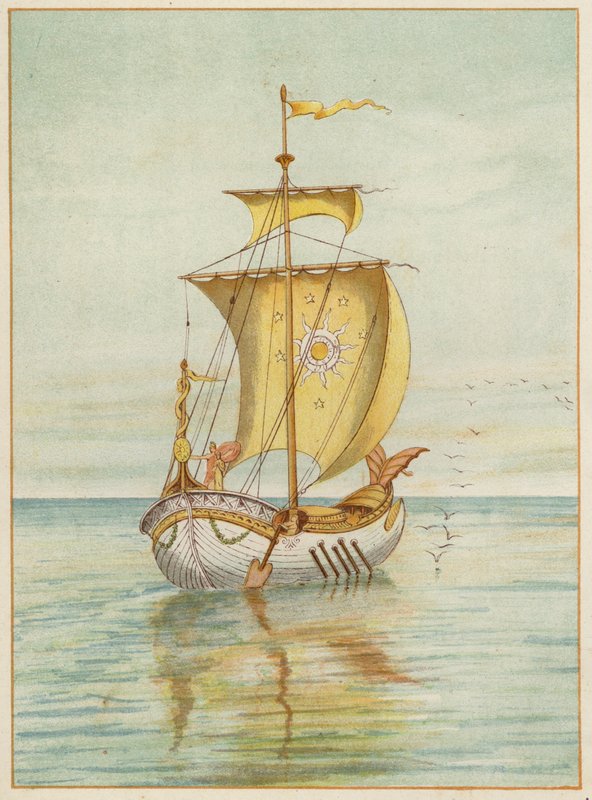 珀尔修斯和仙女座漂浮（彩色石版画） 作者 托马斯·拉尔夫·斯彭斯