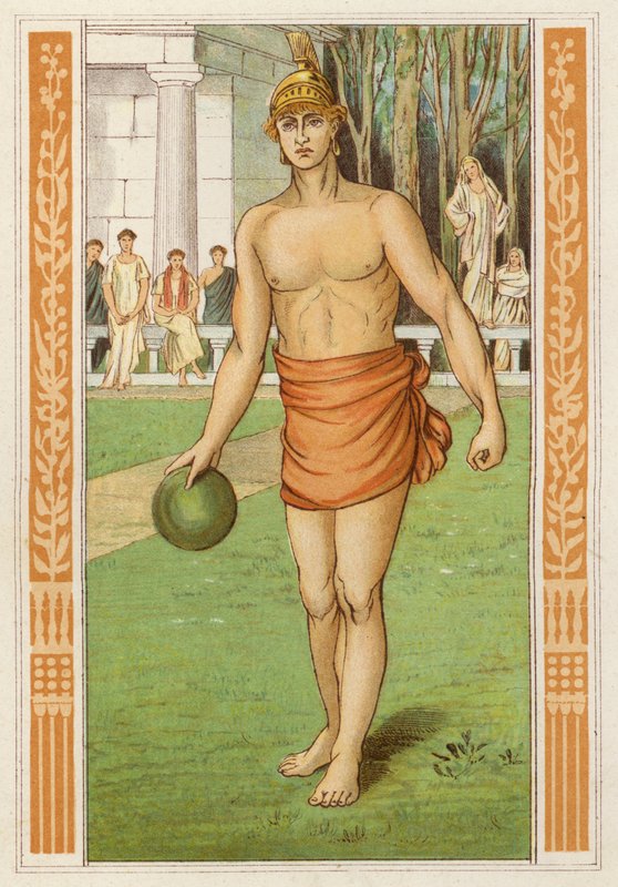 Perseus conquering at the games at Larissa (colour litho) 作者 托马斯·拉尔夫·斯彭斯