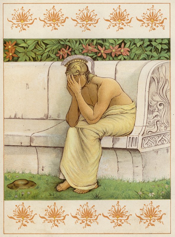 Perseus weeping, having killed Akrisios (colour litho) 作者 托马斯·拉尔夫·斯彭斯