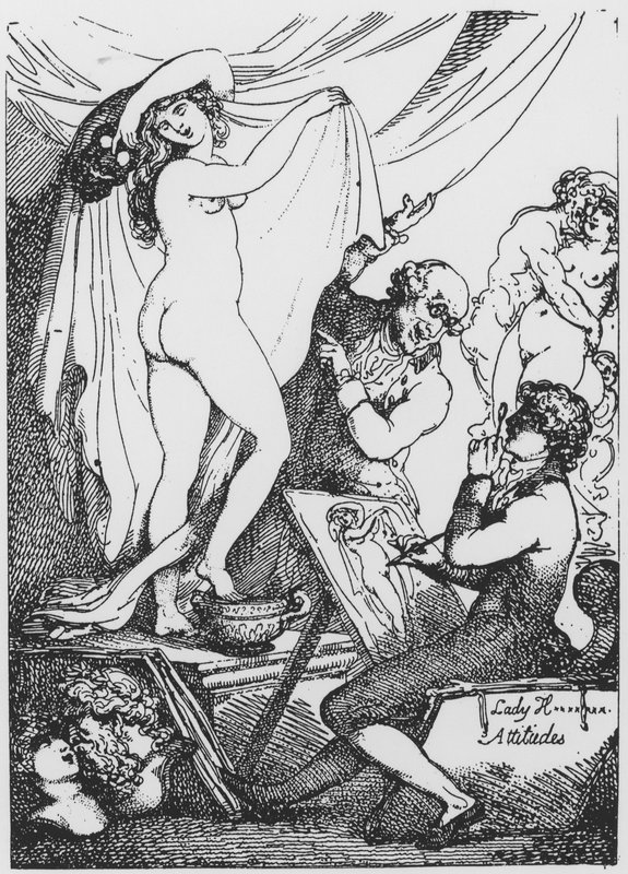 未来的女士汉密尔顿扮演卫生女神Hygeia，在詹姆斯格雷厄姆博士的Aesculapius神庙 作者 托马斯·罗兰森