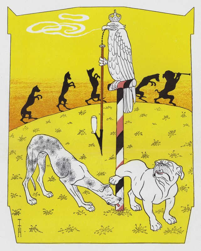 德国獒犬和英国斗牛犬（彩色石版画） 作者 托马斯·西奥多·海涅