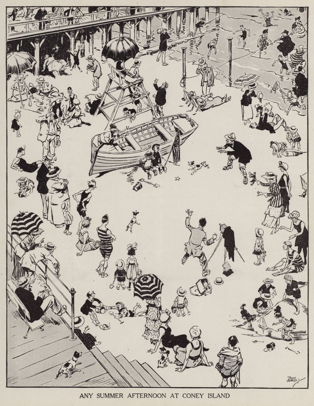 康尼岛的夏日午后（石版画） 作者 托尼棺材