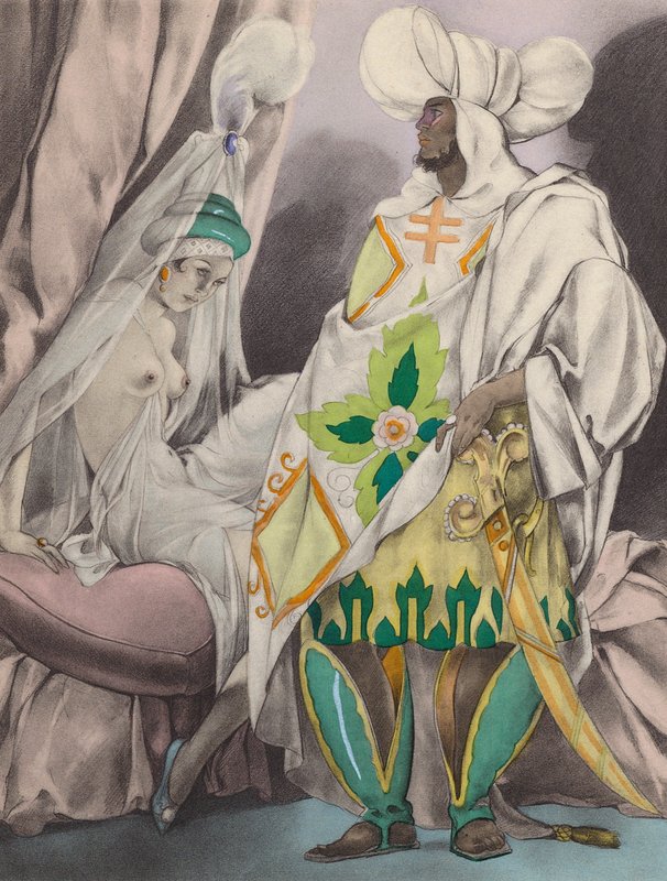 布鲁内莱斯基为《拉封丹的寓言与小说》绘制的插图（彩色石版画） 作者 翁贝托（后）布鲁内莱斯基