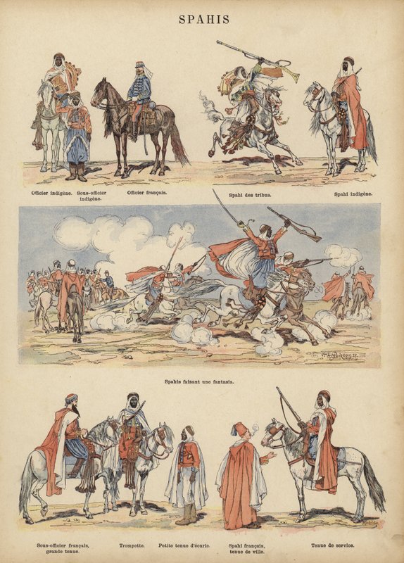 Spahis, colonial soldiers of the French army (colour litho) 作者 维克多·阿曼·波尔森