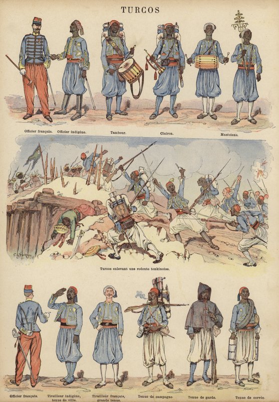 Turcos，法国军队的殖民士兵（彩色石版画） 作者 维克多·阿曼·波尔森