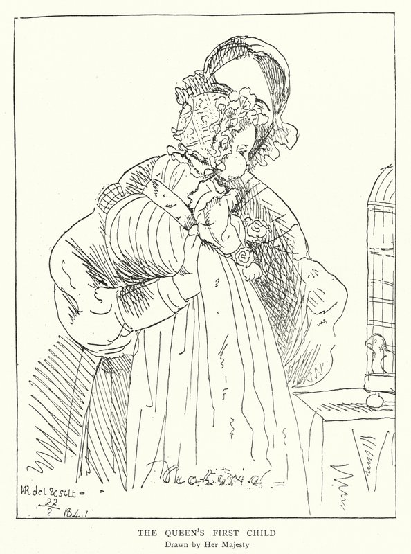维多利亚女王的第一个孩子，由女王陛下（平版画）绘制 作者 维多利亚女王