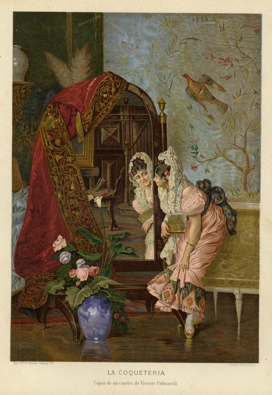 撒娇（chromolitho） 作者 文森特·冈萨雷斯·帕玛洛里（Vincente Gonzalez Palmaroli）