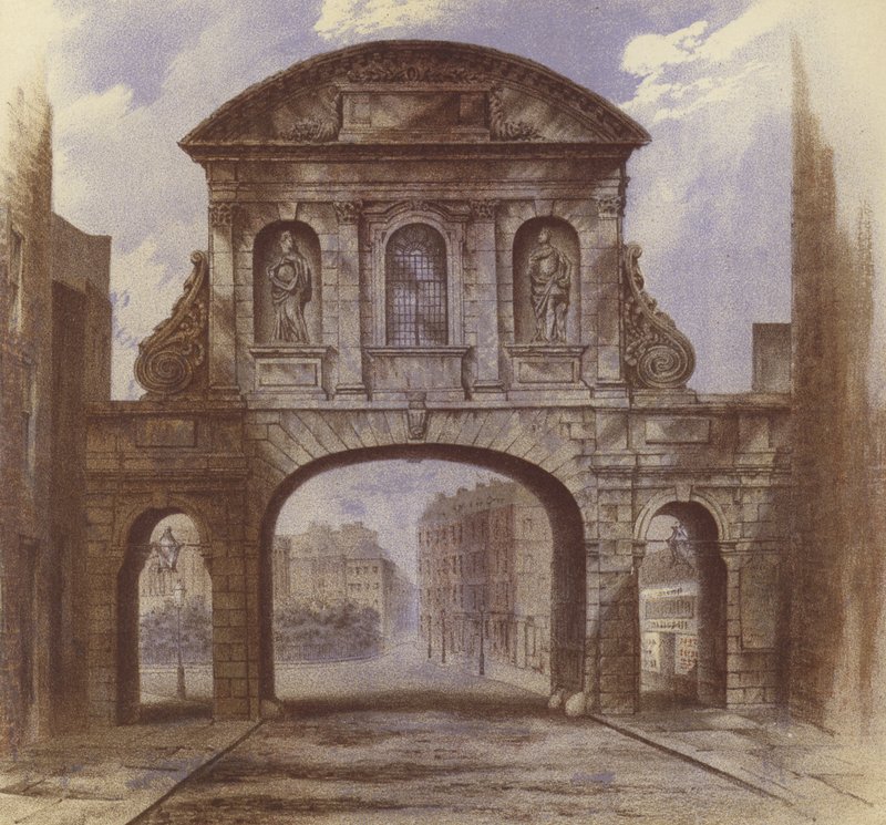 Temple Bar，Fleet Street（chromolitho） 作者 沃尔多·萨金特