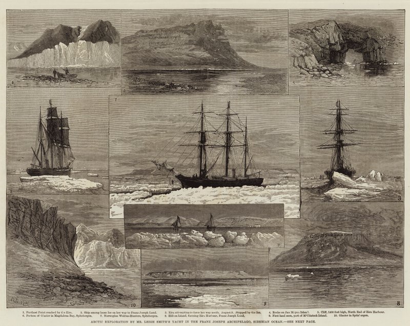 Leigh Smith先生的游艇在西伯利亚的Franz Joseph Archipelago进行的北极探险 作者 沃尔特·威廉·梅