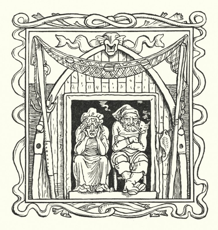 渔夫和他的妻子（雕版画 作者 沃尔特（后）起重机