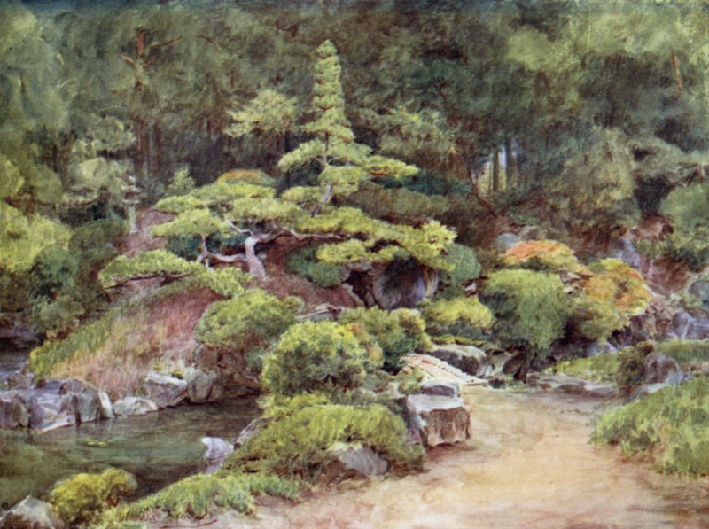 佛教寺院花园，甲府 作者 沃尔特·弗雷德里克·屋顶·廷代尔