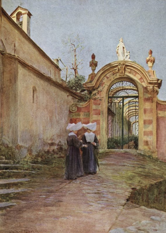 入口，Villa Centurione，Santa Margherita Ligure（彩色石版画） 作者 沃尔特·弗雷德里克·屋顶·廷代尔
