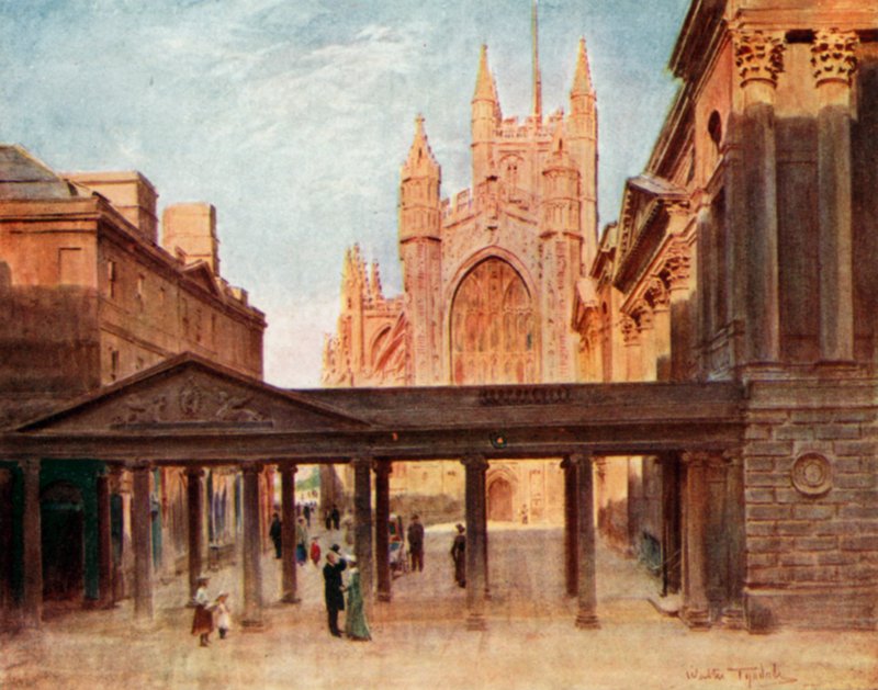 The Abbey and Pump Room, Bath (colour litho) 作者 沃尔特·弗雷德里克·屋顶·廷代尔