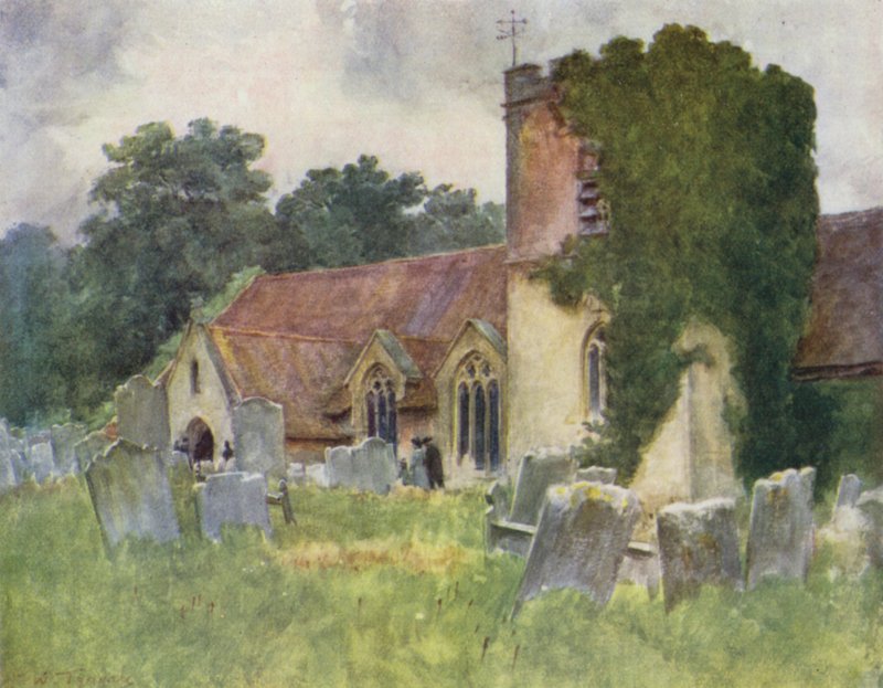 The New Forest: Boldre Church (colour litho) 作者 沃尔特·弗雷德里克·屋顶·廷代尔