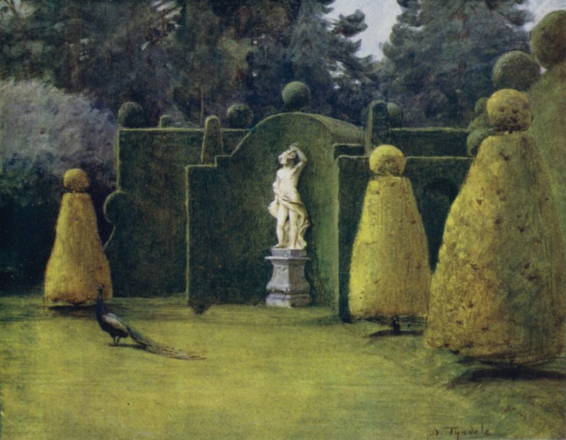 The New Forest: Bowling Green at Brokenhurst Park (colour litho) 作者 沃尔特·弗雷德里克·屋顶·廷代尔