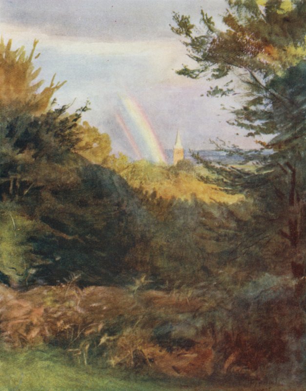 The New Forest: Lyndhurst Church from Emery Down (colour litho) 作者 沃尔特·弗雷德里克·屋顶·廷代尔