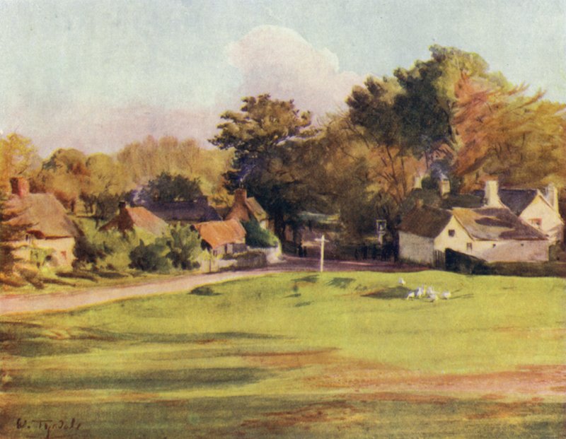 The New Forest: Swan Green, Lyndhurst (colour litho) 作者 沃尔特·弗雷德里克·屋顶·廷代尔