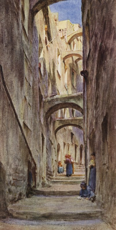 Vicolo Della Providenza, San Remo (colour litho) 作者 沃尔特·弗雷德里克·屋顶·廷代尔
